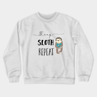 Sleep Sloth Repeat Teal White Crewneck Sweatshirt